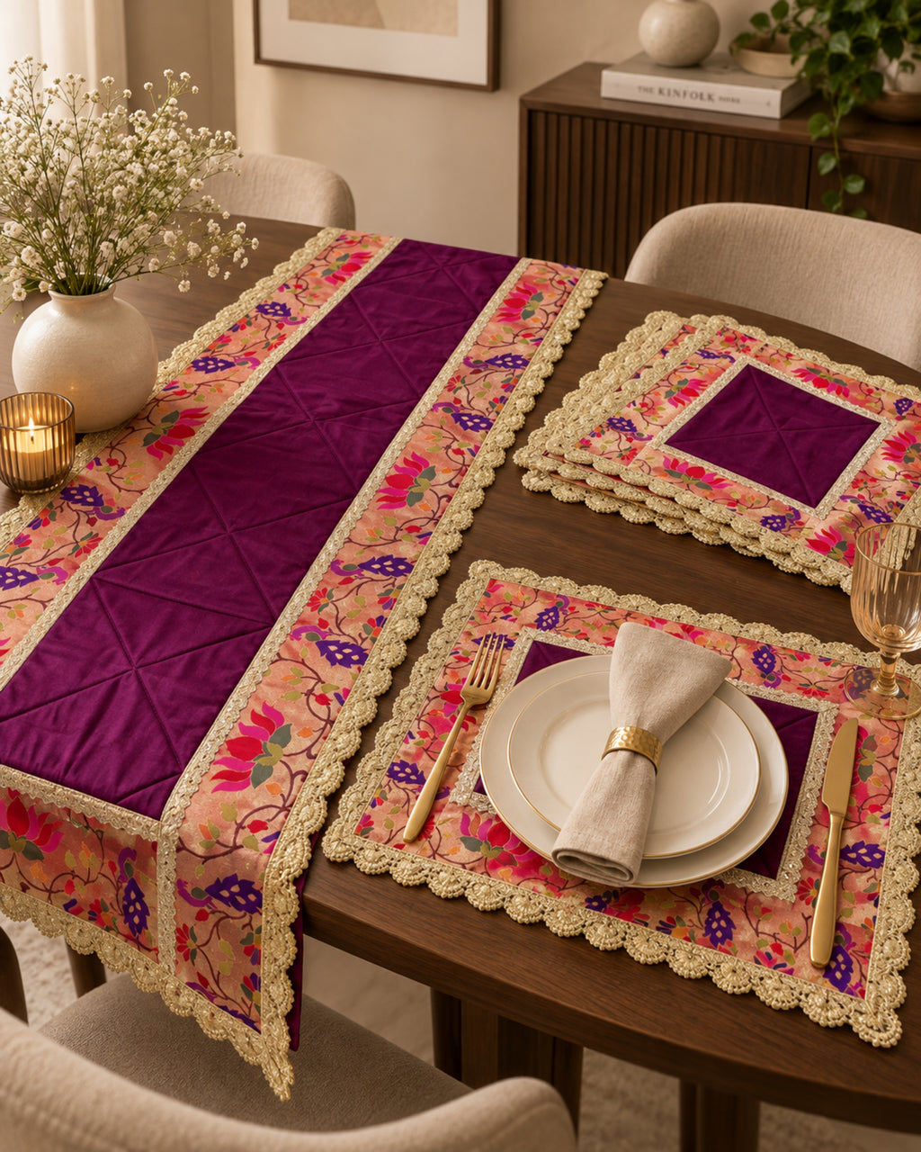 Paithani Heritage Dining Table set