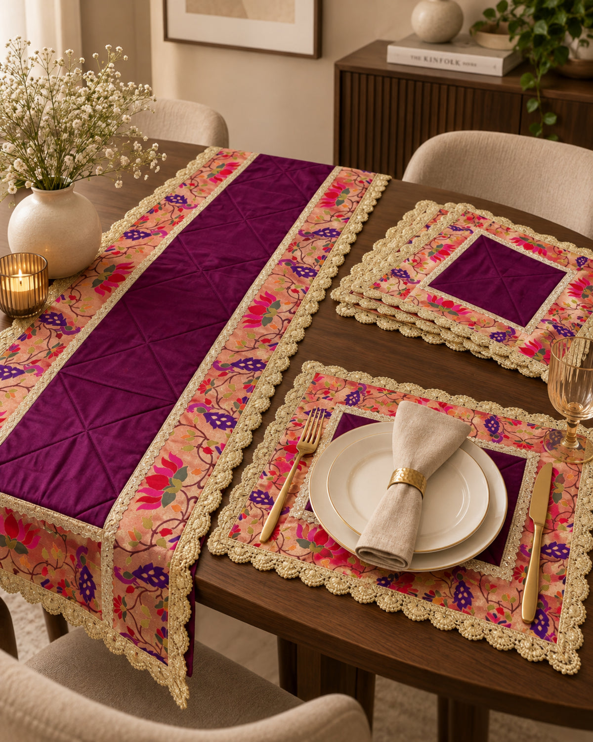 Paithani Heritage Dining Table set