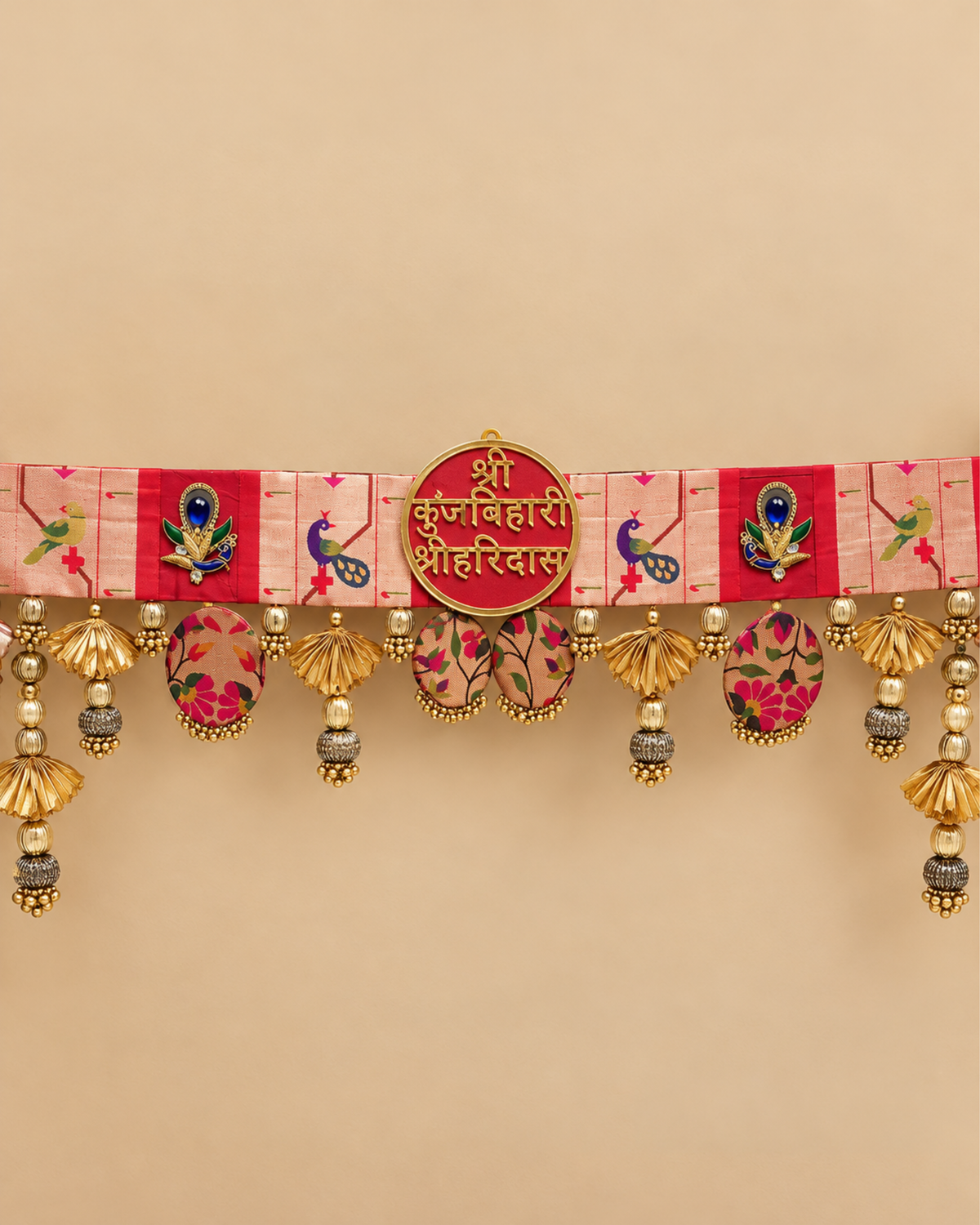 Paithani Shree Krishna Bandanwar with Side Hangings