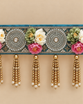 Floral Mirror Work Pearl Hanging Bandanwar
