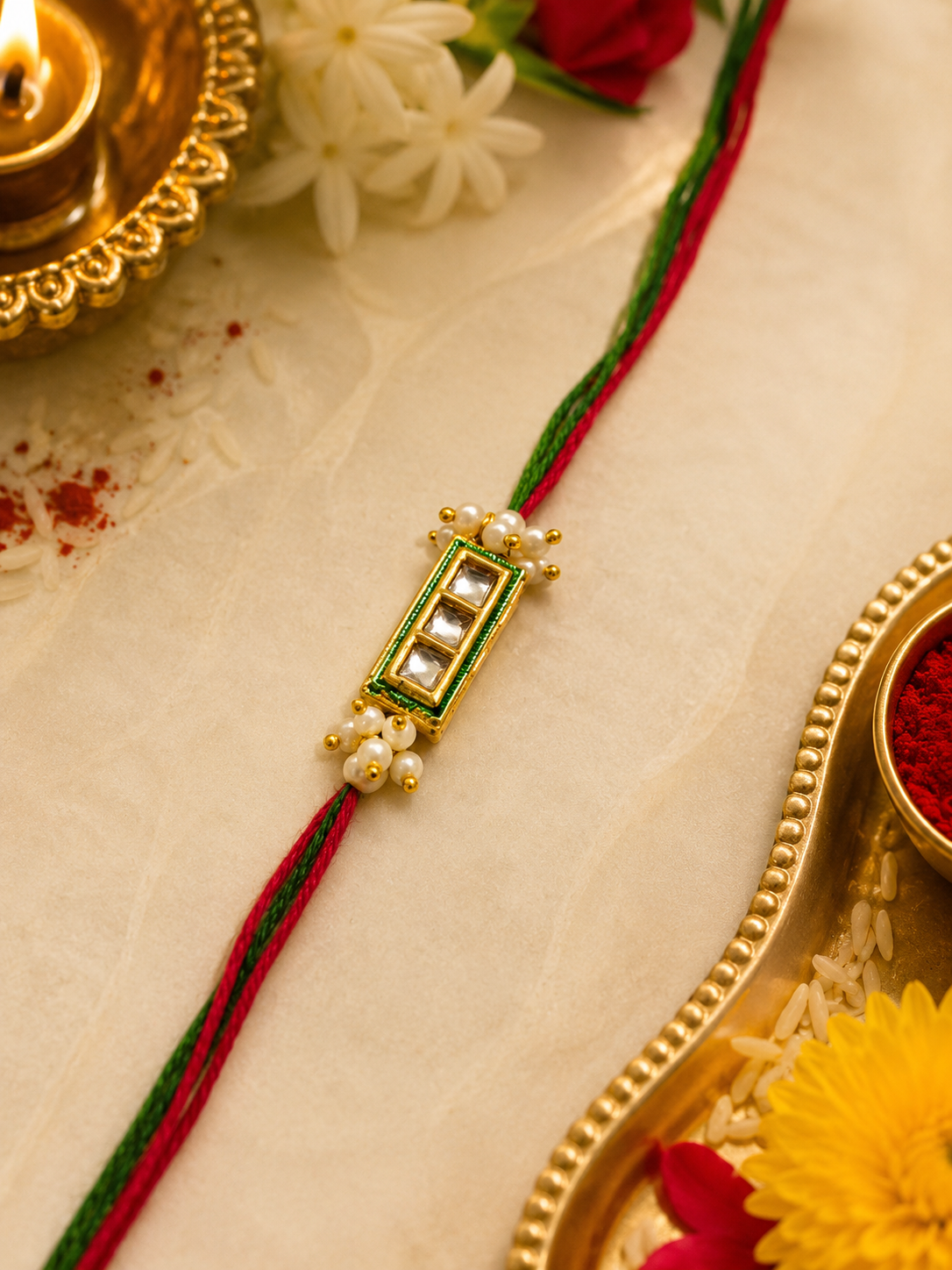 Green Stone Designer Rakhi