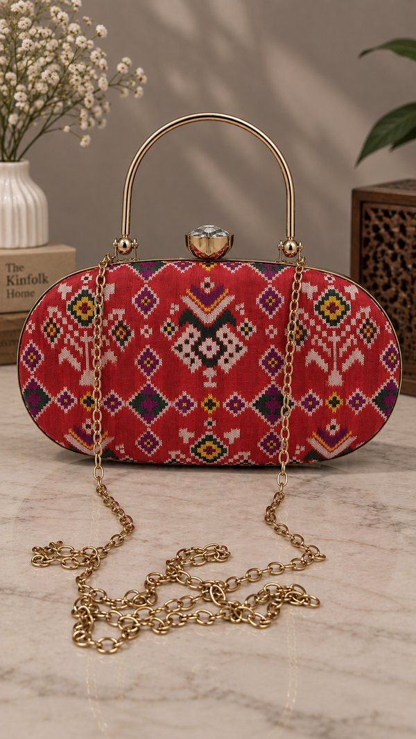 Red Patola Clutch