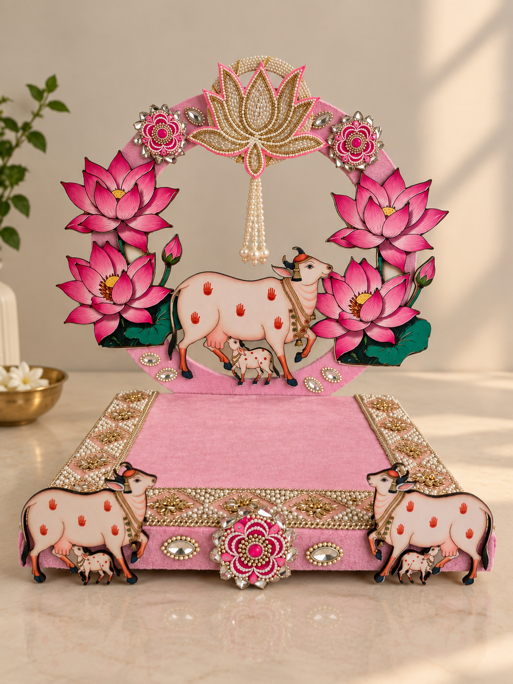 Cow-Themed Ganpati Bappa Singhasan