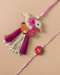 Bird Motif Paithani Rakhi Set
