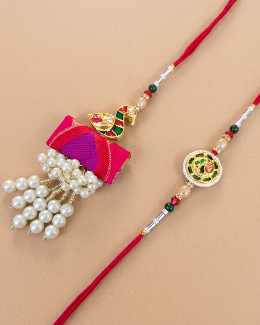 Shubh Paithani Rakhi Set