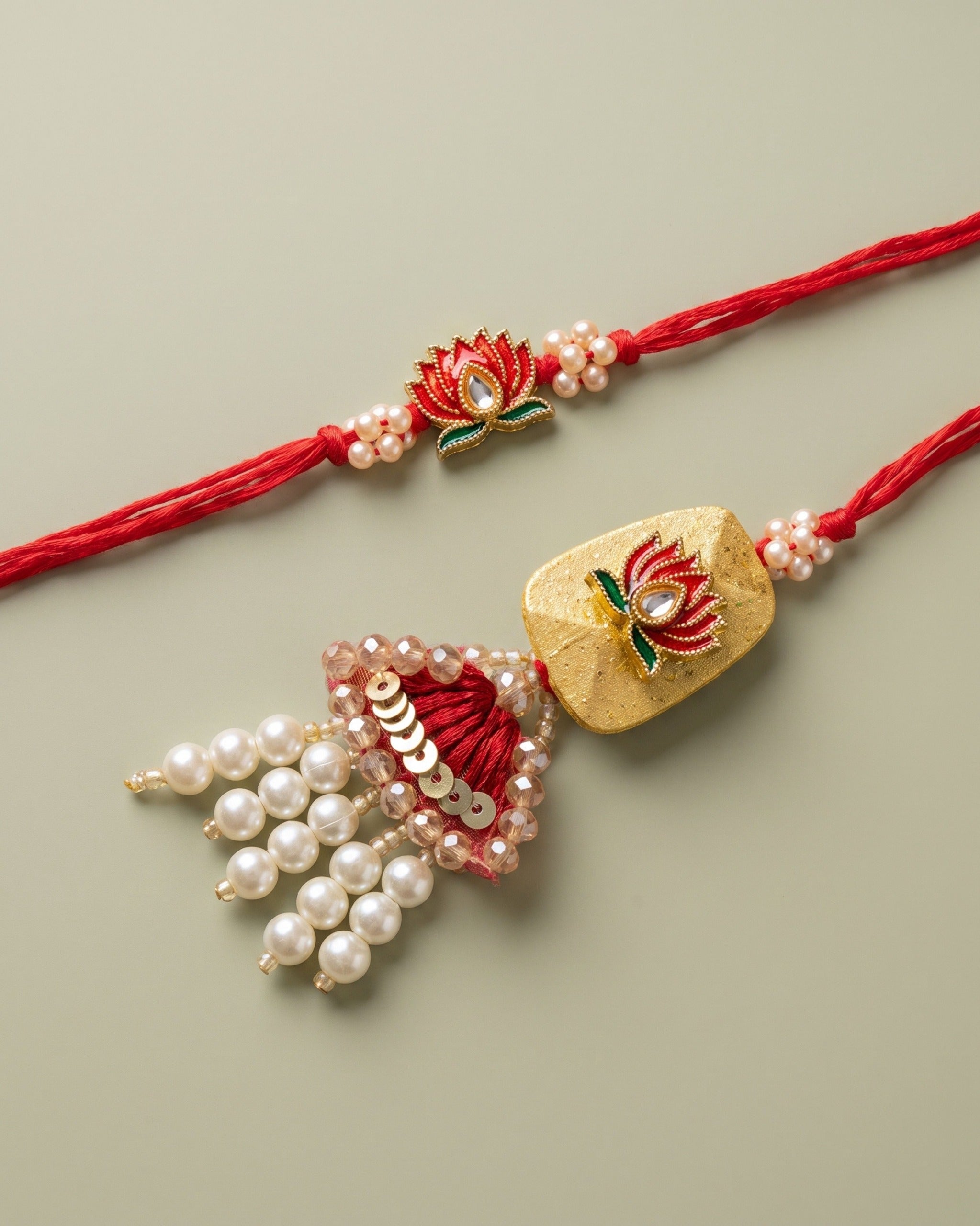 Handcrafted Lotus Rakhi Set