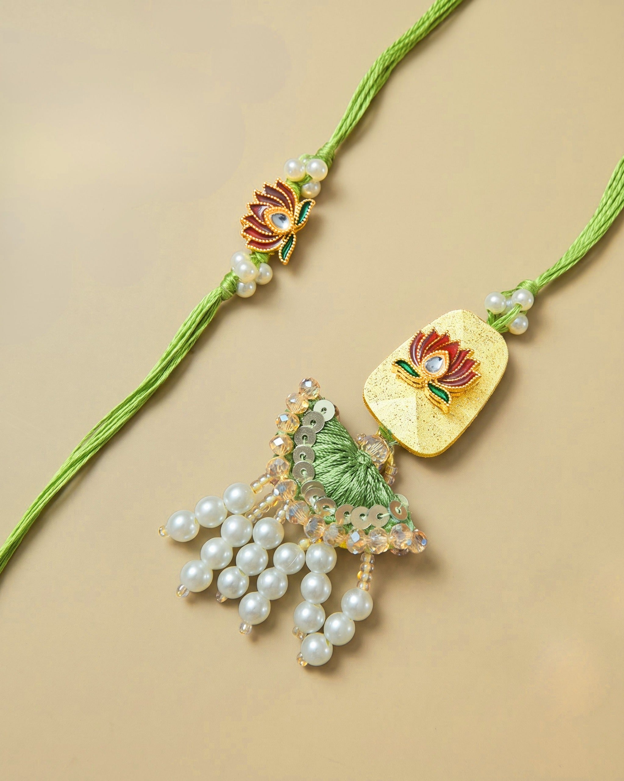 Designer Lotus Rakhi Set
