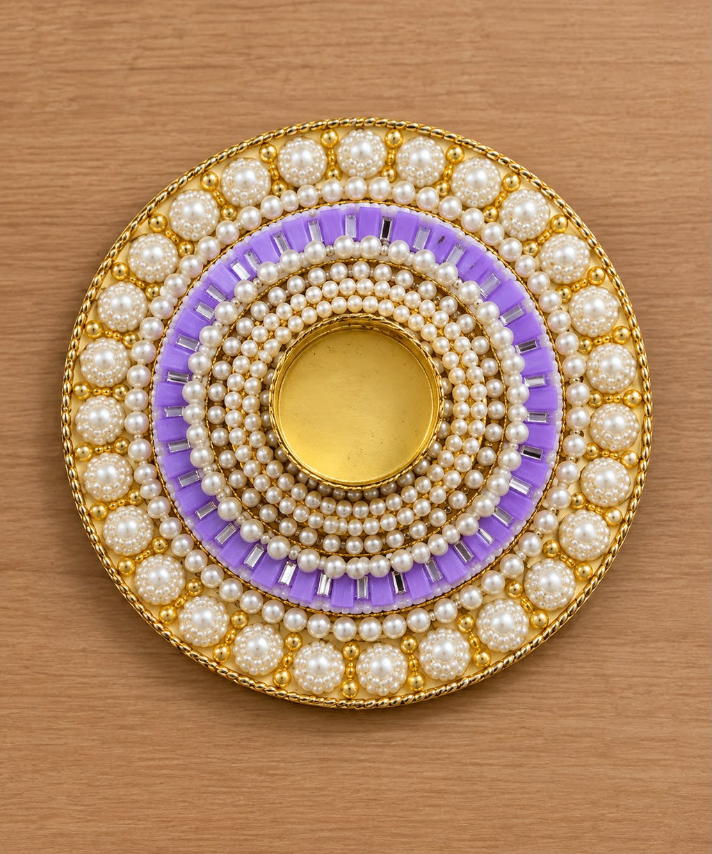 Floral pearl Diya rangoli mat