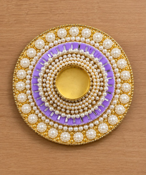Floral pearl Diya rangoli mat