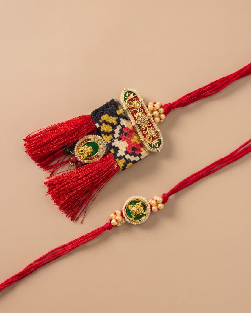 Tassel Paithani Rakhi Set