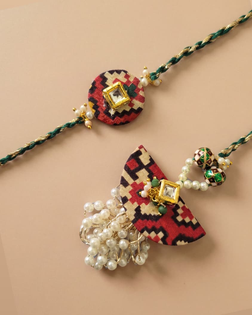 Pearl Fringe Patola Rakhi Set