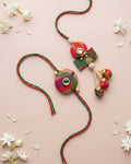 Pearl Tassel Paithani Rakhi Set