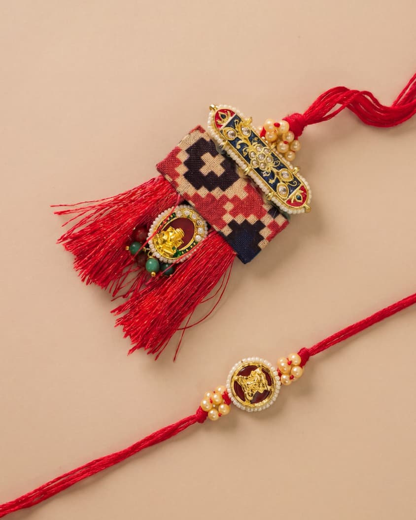 Tassel Paithani Rakhi Set