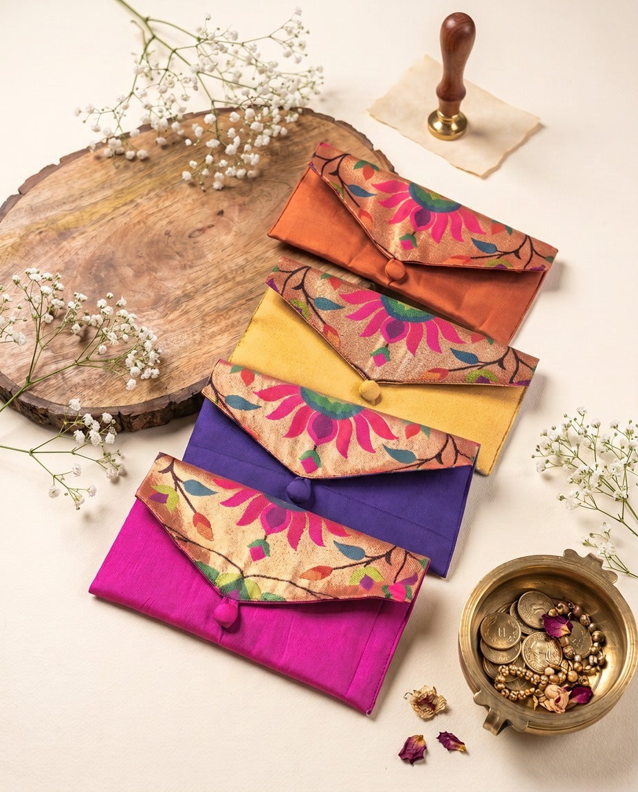 Soft Paithani Envelopes (Pack of 4)