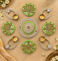 Green Lotus Pearl Rangoli Mat