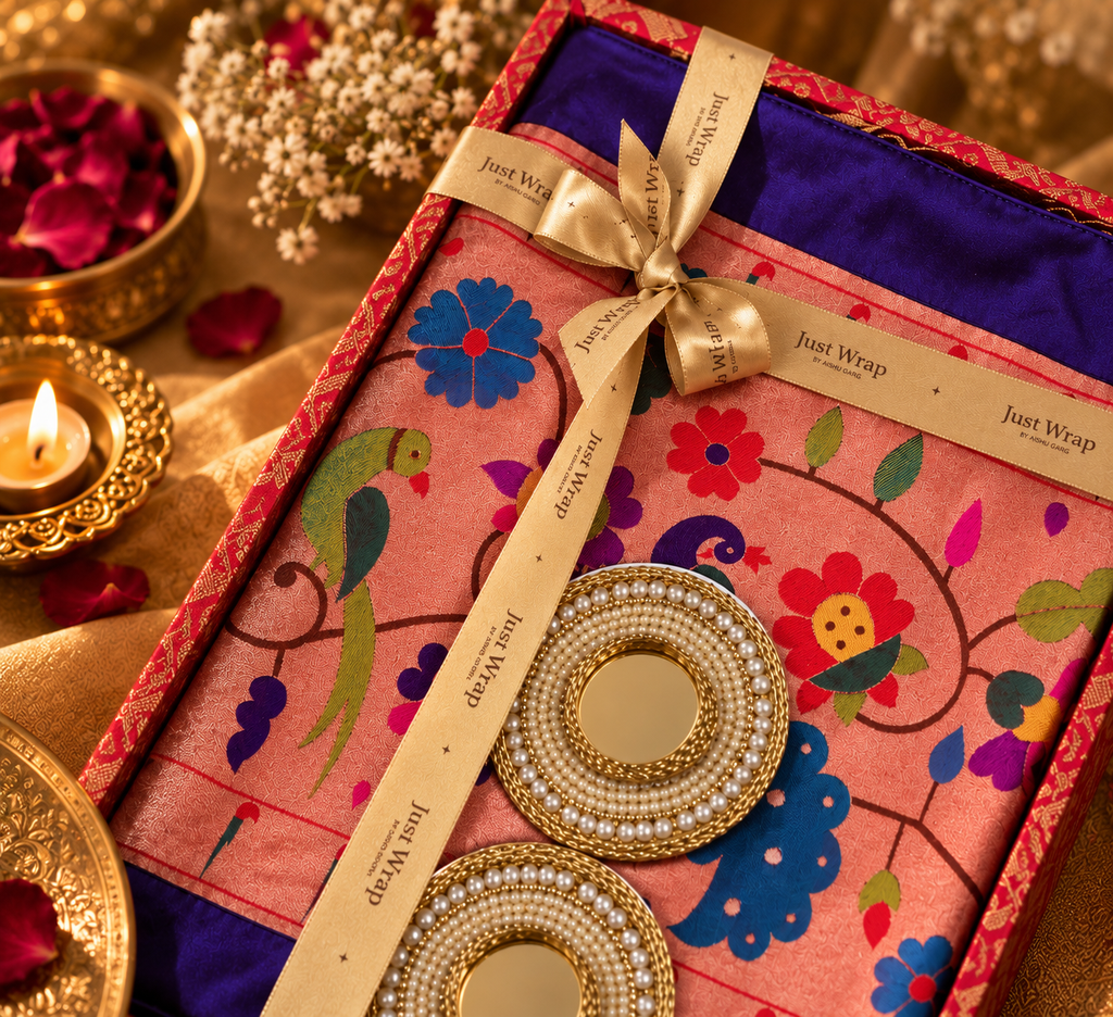 Paithani Runner Gift Set with T-lights