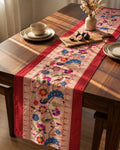Red Paithani Table Runner