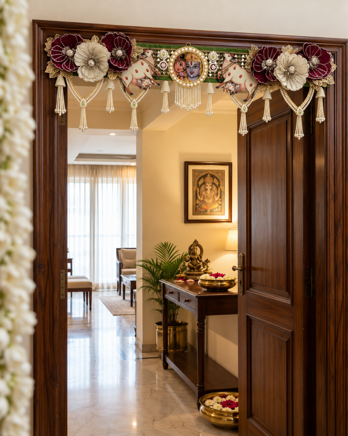 Krishna Themed floral bandanwar