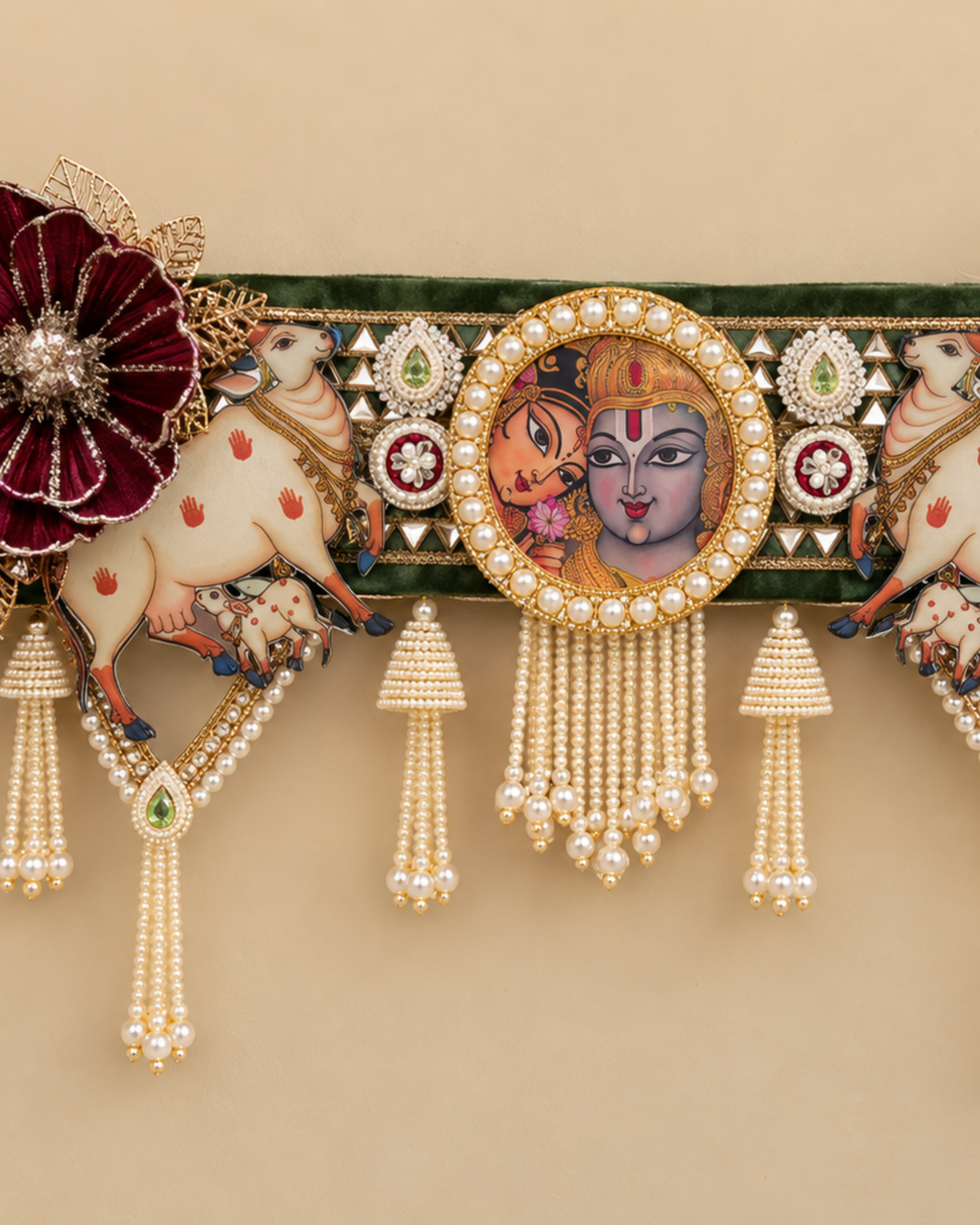 Krishna Themed floral bandanwar