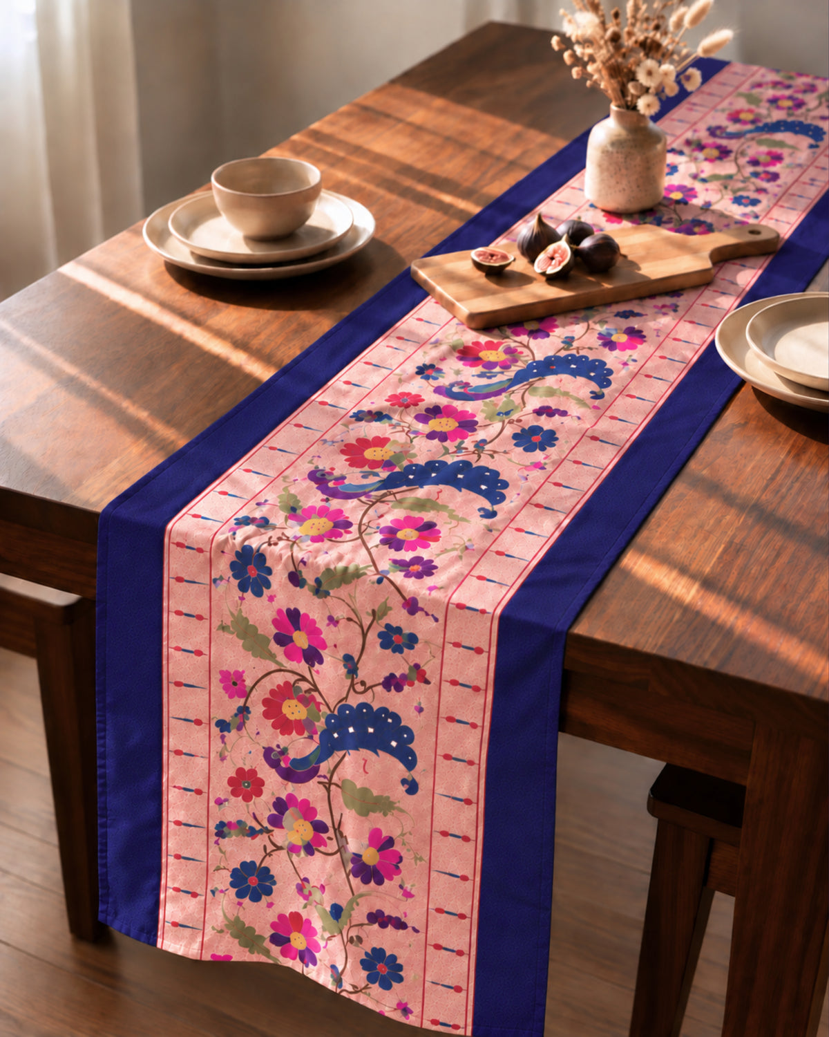 Purple Paithani Table runner