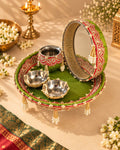 Green Karwa Chauth Thaali Set