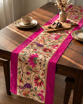 Pink Paithani Table Runner
