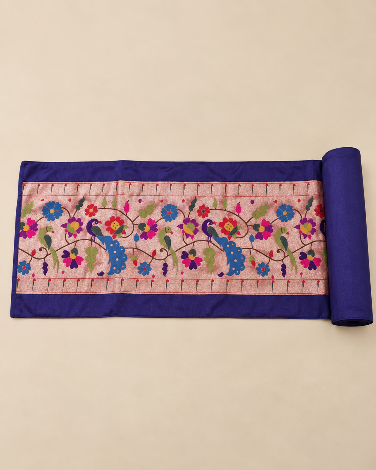 Purple Paithani Table runner