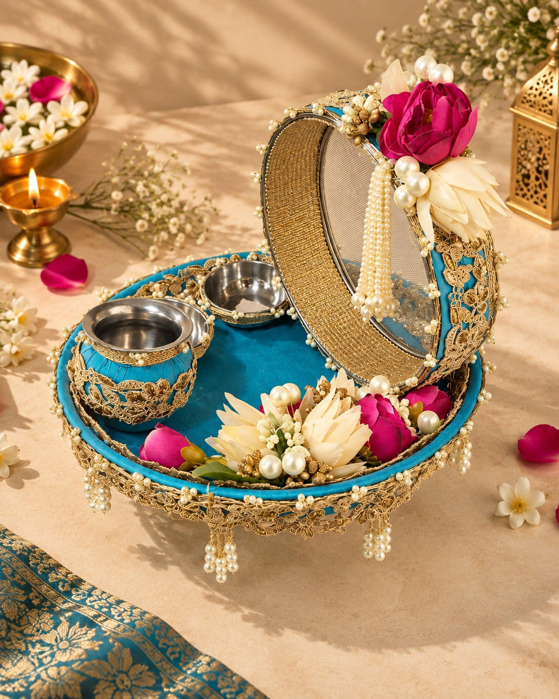 Noor Blue Karwa Chauth Thaali Set